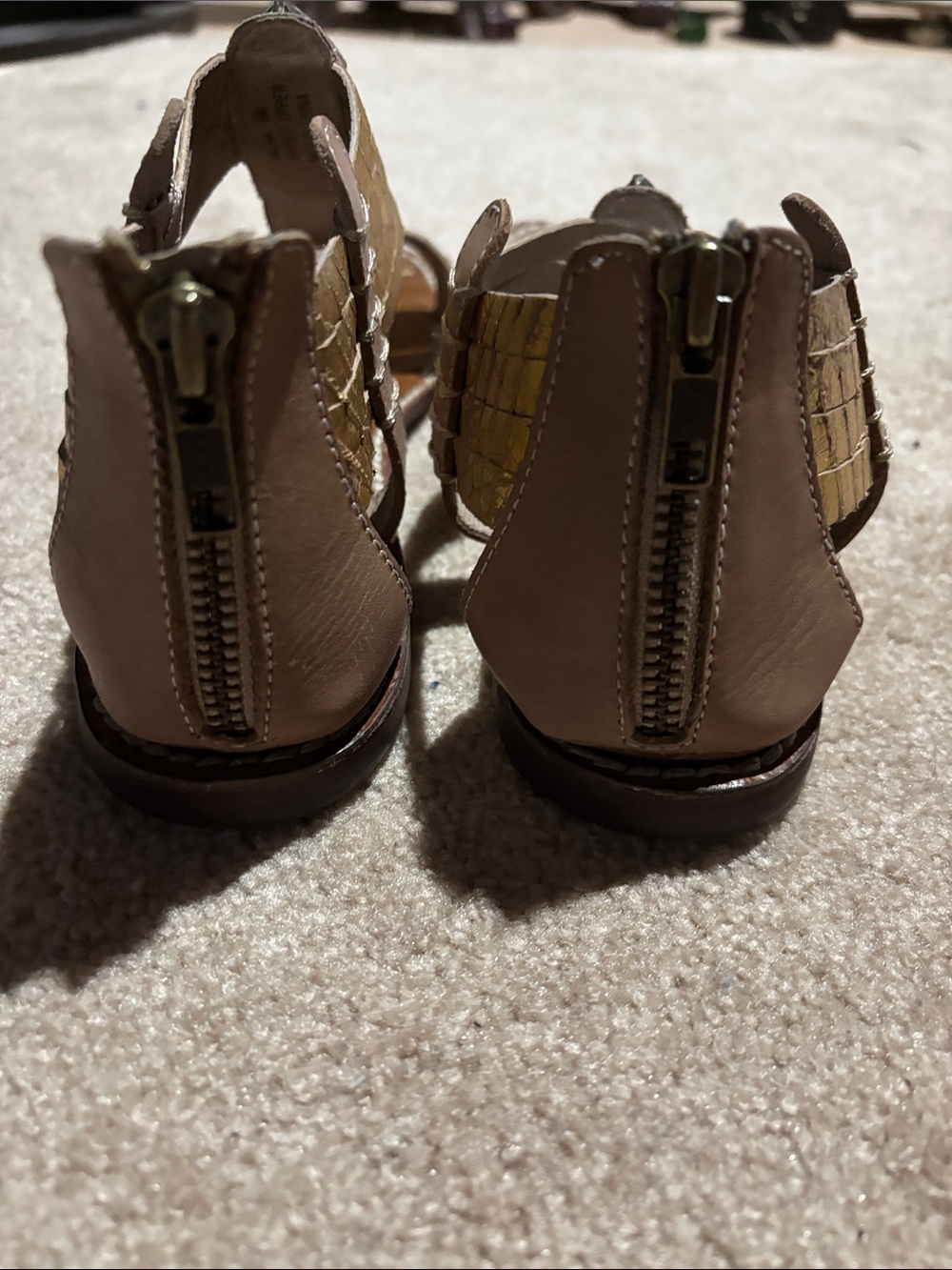 Sam Edelman Gold Croc-Effect Jeweled T-Strap Sandals - Picture 4 of 6